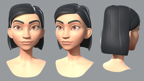 Cartoon female character base mesh