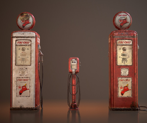 ArtStation - Old Gas And Air Pumps - Low Poly | Game Assets