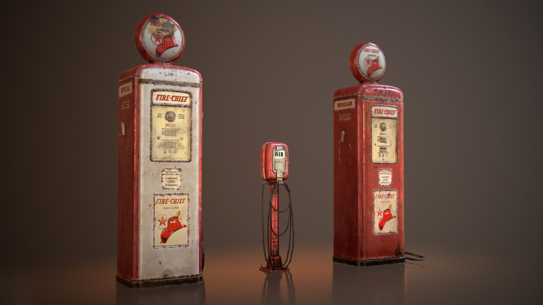 ArtStation - Old Gas And Air Pumps - Low Poly | Game Assets