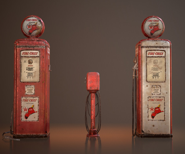 ArtStation - Old Gas And Air Pumps - Low Poly | Game Assets