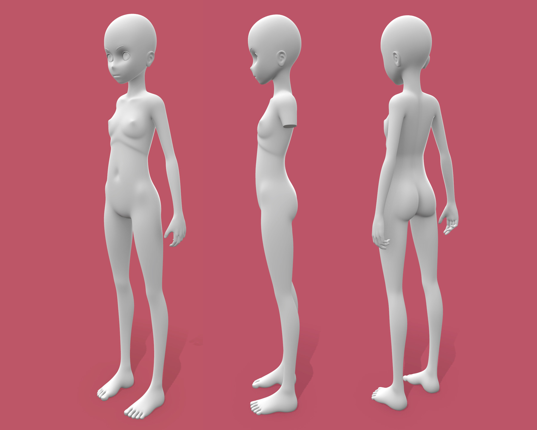 Artstation Anime Female Base Mesh 02 Game Assets