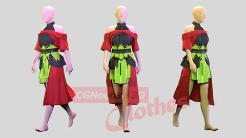 Female Red Cloak - 36 Marvelous Designer and Clo3D