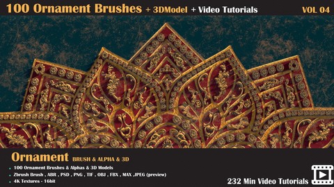 100 Ornament Brushes and 3D Models + 3 Video Tutorials - VOL 06