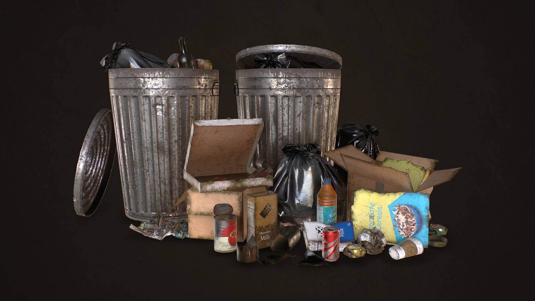 3д модель мусорного пакета. Trash can 3d model. Urban Trash. Scene objects
