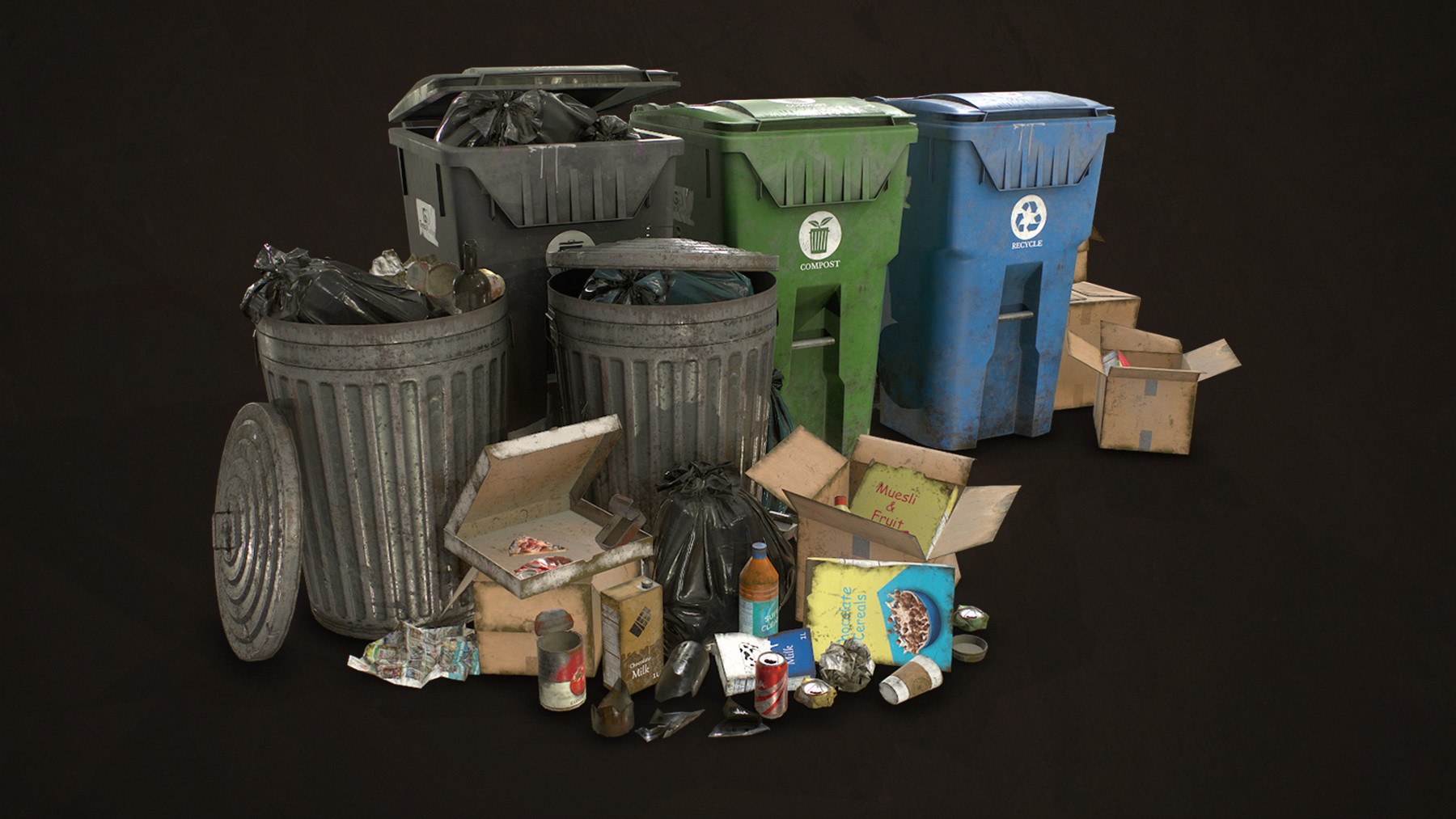 ArtStation Urban Trash Pack Vol 2 Low Poly Game Assets