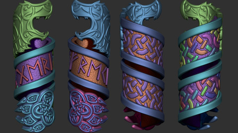 Norse Beard Rings 3D Print Ready - .ZPR, .OBJ, .STL files