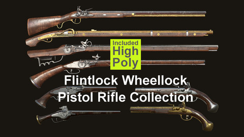 Weapon - Gun - Flintlock Wheellock Pistol Rifle Pack Bundle