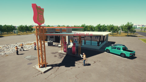 LOWPOLY 60s Style Gas Pump and Gas Station