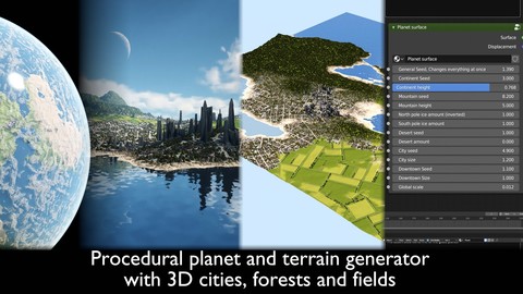 Procedural Planet And Terrain Generator With 3d Cities, Forests And Fields