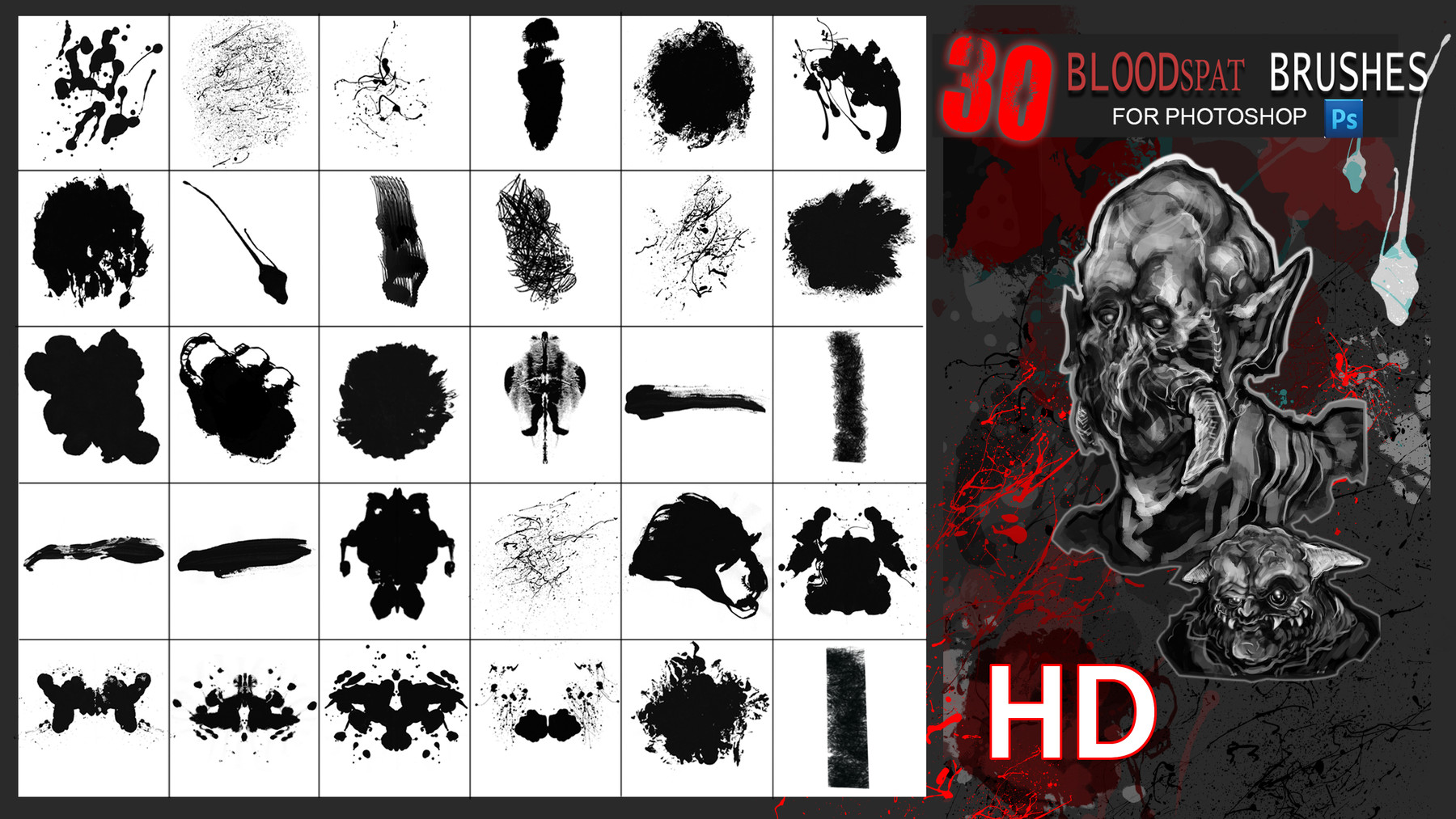 ArtStation Bloody Brushes (30 Brushes) HD Brushes