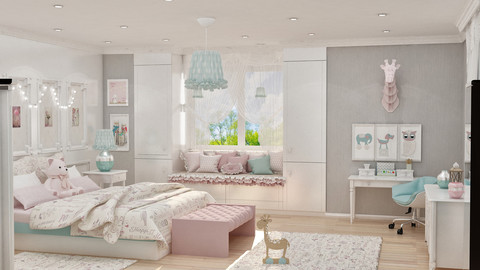 girls bedroom 3d model