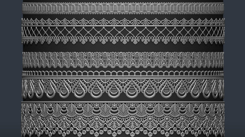 9 Trim Lace Multi Brush for Zbrush