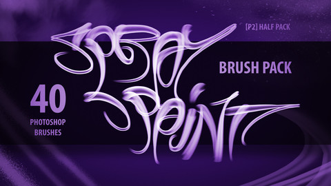 [P2] Half Spray Paint Brush Pack - Photoshop (40 Brushes)