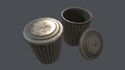 Dirty Bin Low-poly PBR (Game) FREE