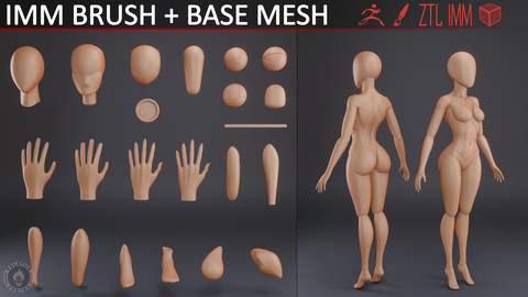 CARTOON BODY PARTS IMM BRUSH v2 + BASE MESH