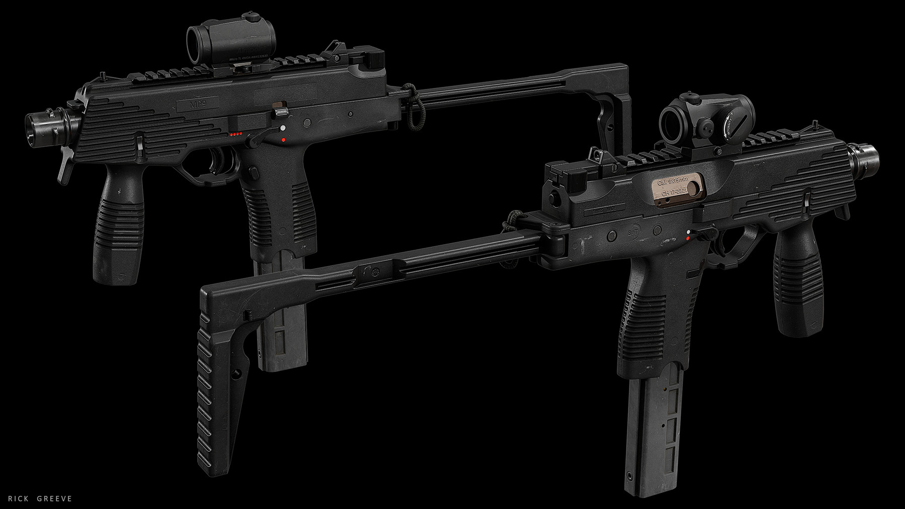 ArtStation - B&T MP9 + Aimpoint Red Dot | Game Assets