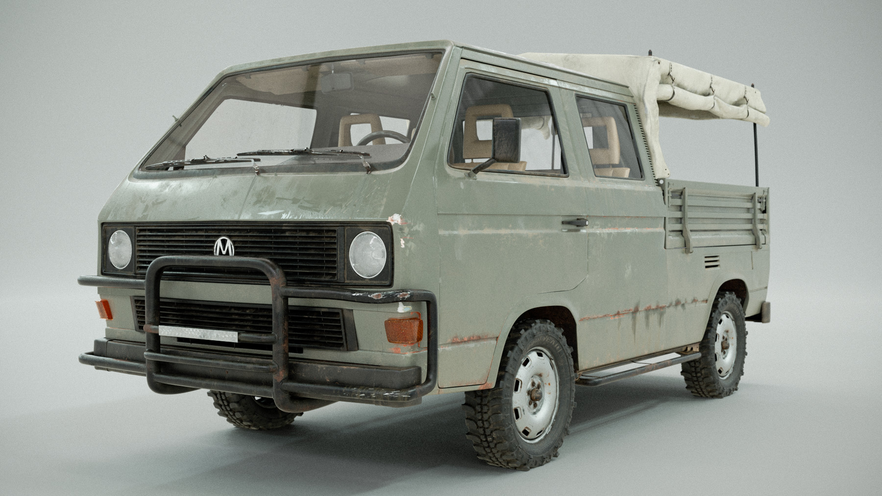 ArtStation - PBR 3D model - Volkswagen T3 - army car project. High poly, 32 UDIMs. Dirty and clean | Resources
