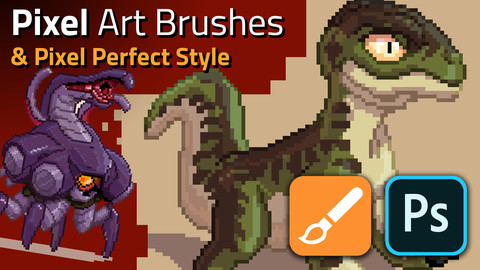 Pixel Art Brushes & Style for Photoshop