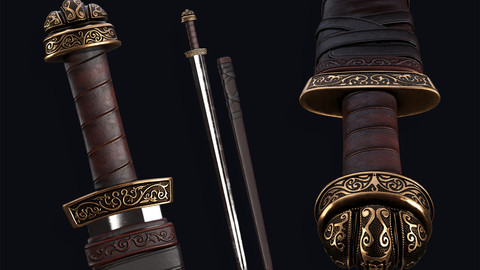 🟥Medieval Carolingian Sword [Lowpoly]