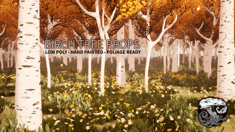 Birch Tree Environment Tree Props - FBX, OBJ and UE4 Blueprints/Materials