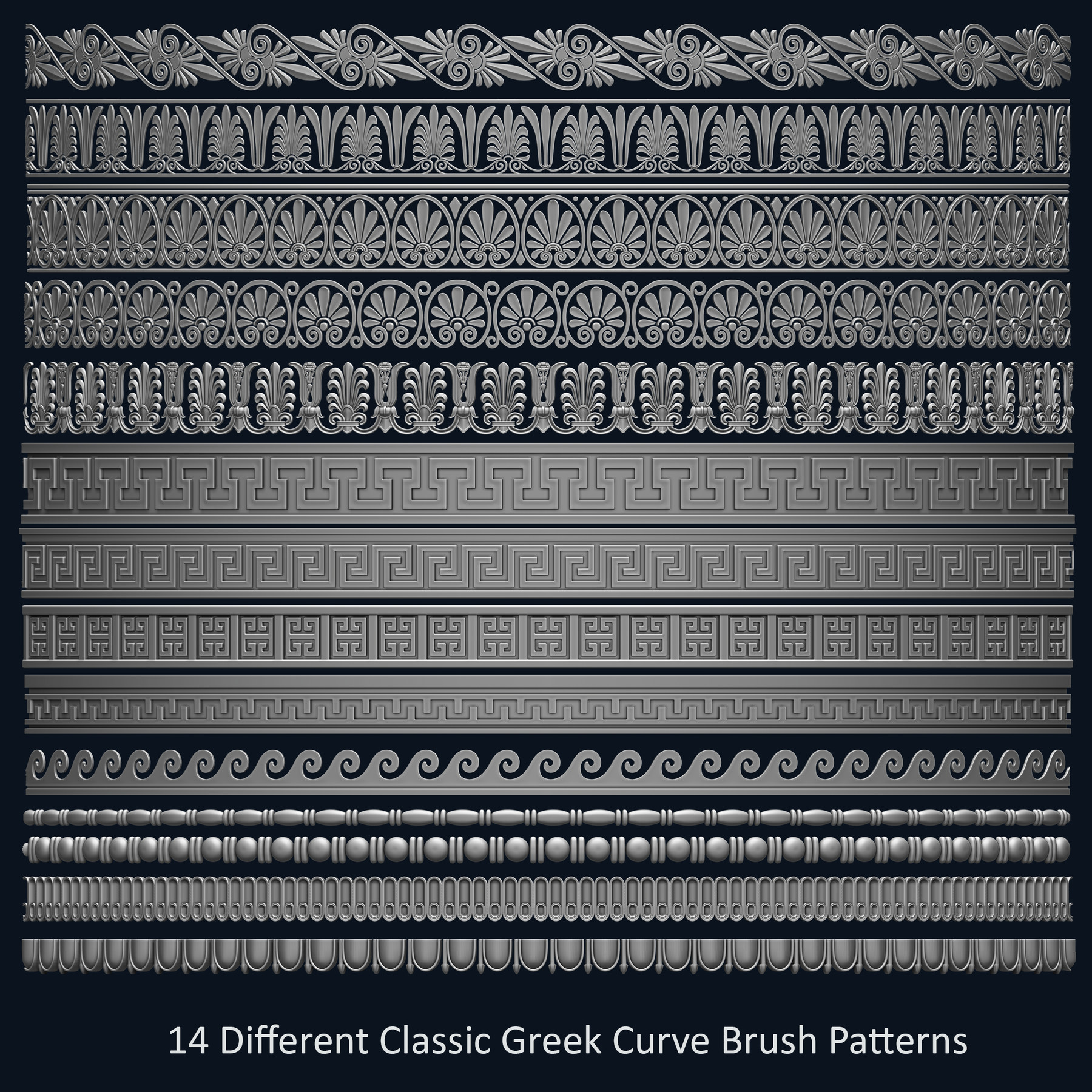 ArtStation 14 Classic Greek Trim Patterns Brushes