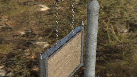 Old Road Sign 1 - Low Poly Sign Model