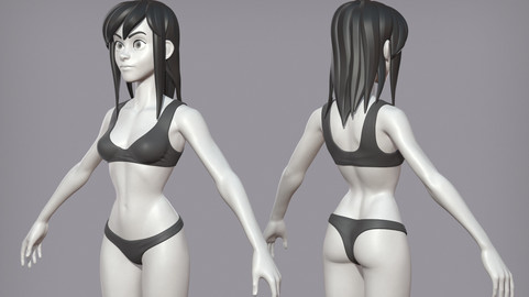 Cartoon female character Lora base mesh