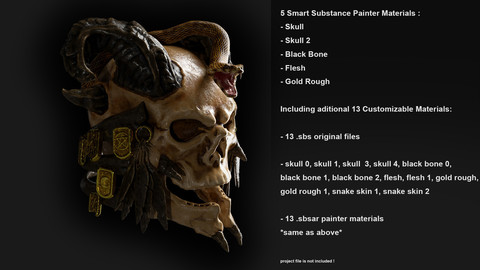 Occult Skull, Monster and Snake Creator/ 5 Smart Substance Painter Materials + 13 customizable materials