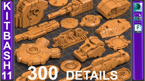 Mega Pack Sci-Fi Hard Surface KITBASH 300 DETAILS