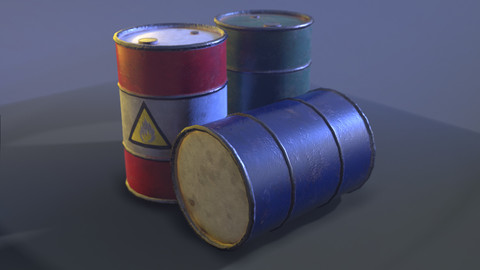 Old Rusty Metal Barrel (Drum container) (3 colors, obj, fbx)