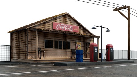 Gas Station - PBR Lowpoly 3D model