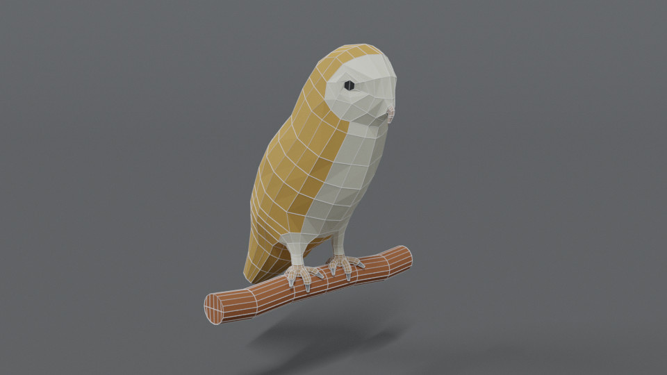 3D model Bubo the Owl VR / AR / low-poly