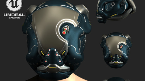 SCIFI HELMET 06 - 3D Asset Game Model PBR Mid-poly 3D model 3D model