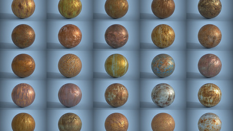 Pack of 25 Seamless Rusty Metal Surfaces PBR Volume 2