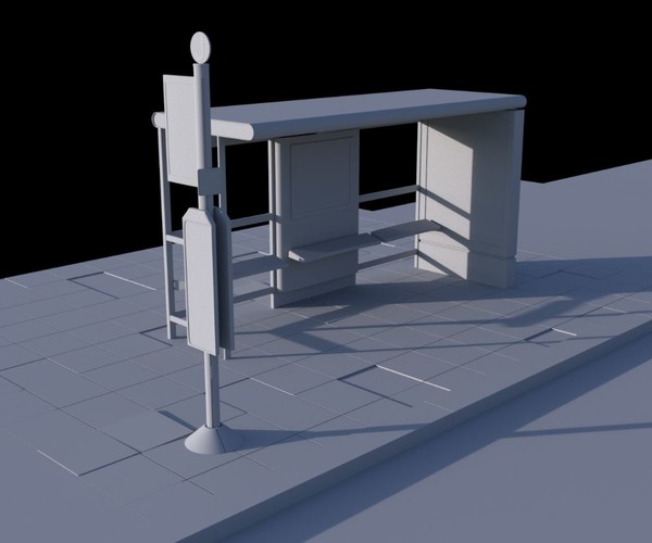 ArtStation - 3D Bus Stop Model | Resources