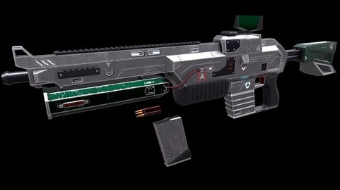 Sci-fi Rifle (Magazine, Bullets, Triger, Eject Button Included) Low Poly