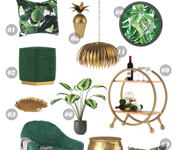 ArtStation - 10 3D FURNITURE OBJECTS FROM INTERIOR DESIGN INSPIRATION ...