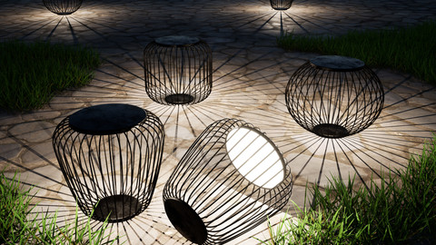 Outdoor Lamp Set | Twinmotion 3D Model Set | Incl. Adjustable Lights