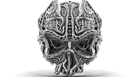 Gothic Skull Ring 3D Model For Printing  - GP9