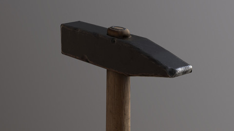 Old hammer 2 color Low-poly 3D model
