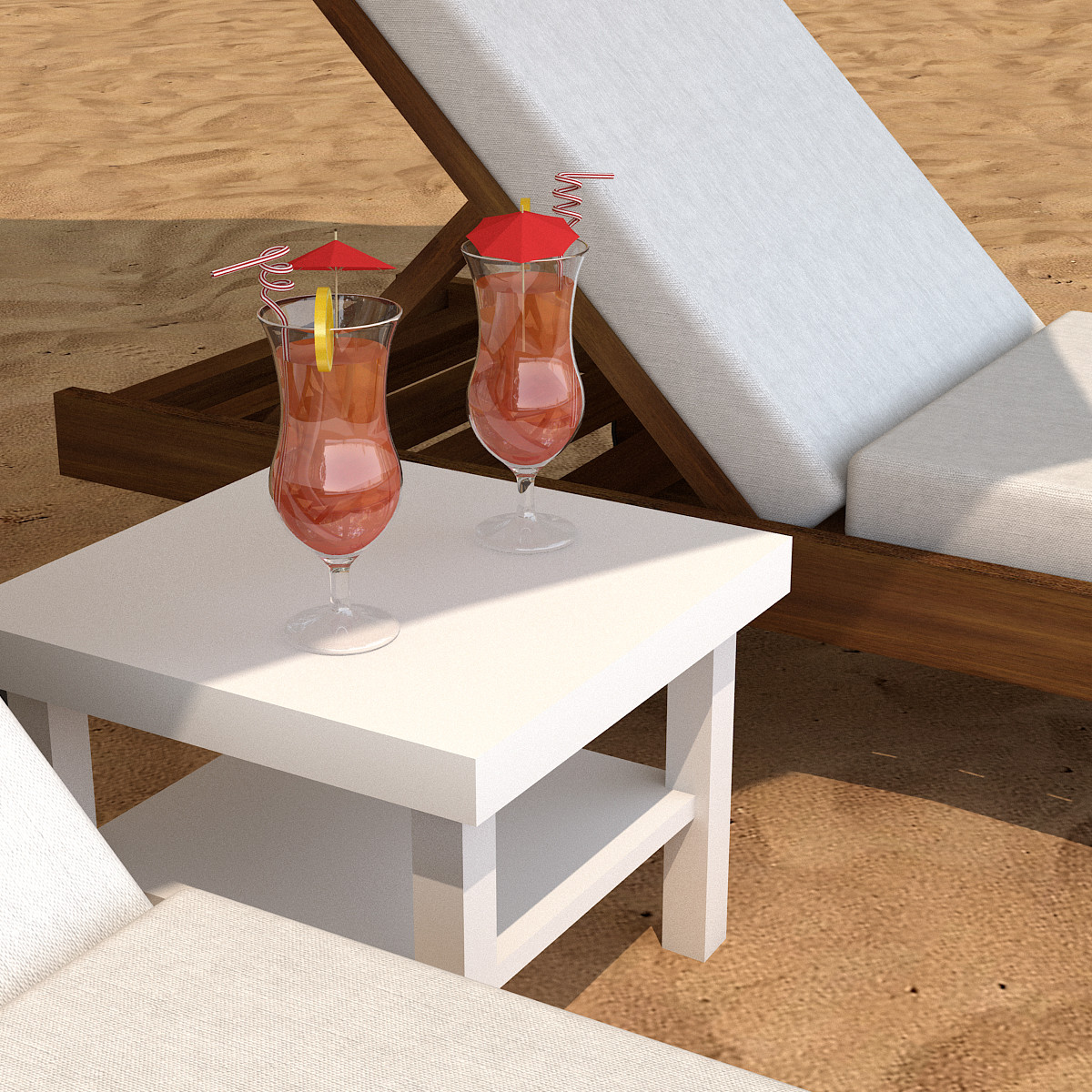 ArtStation - Sunbed With Umbrella | Game Assets