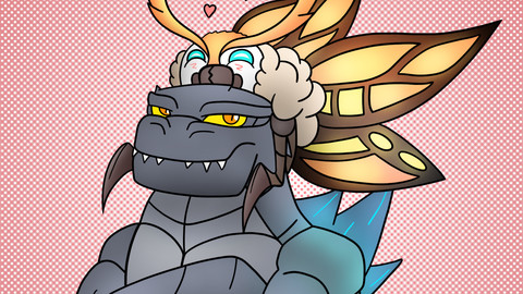 Happy Valentine's Day Godzilla & Mothra