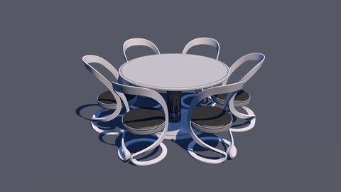 ROund Table Dining Set 3D Model