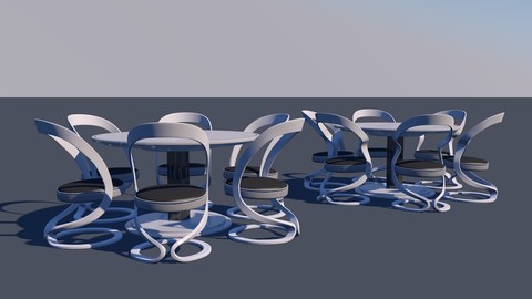 Round Dining Table Special Set 3D Model