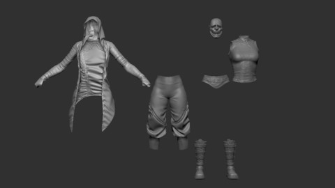 character clothes  hightpoly ( hight poly ). zbrush boot cloak