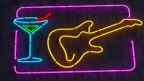 Guitar & Goblet Neon Sign