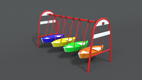 Low Poly Cartoon Luna Park Boats