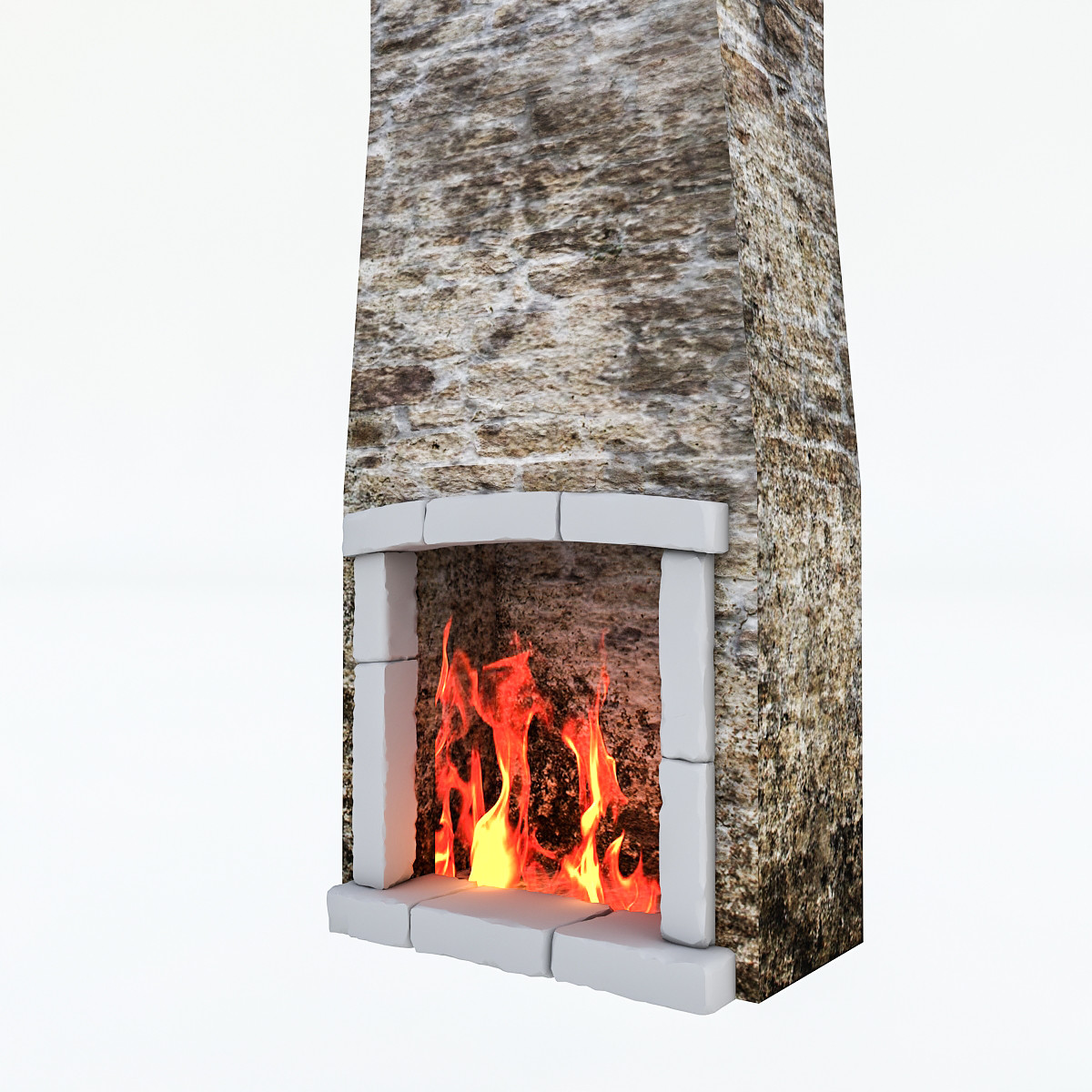 old stone fireplace 3d model