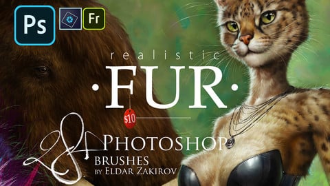 Realistic FUR Brush Set for Photoshop, PS Elements and Adobe Fresco
