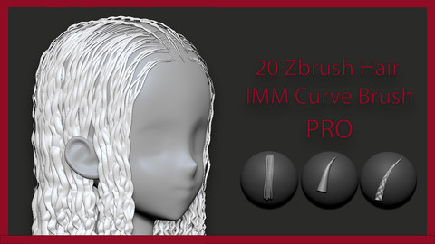 20 Zbrush Hair IMM Curve Brush Pro - Adding hair to 3D Characters has never been easier!